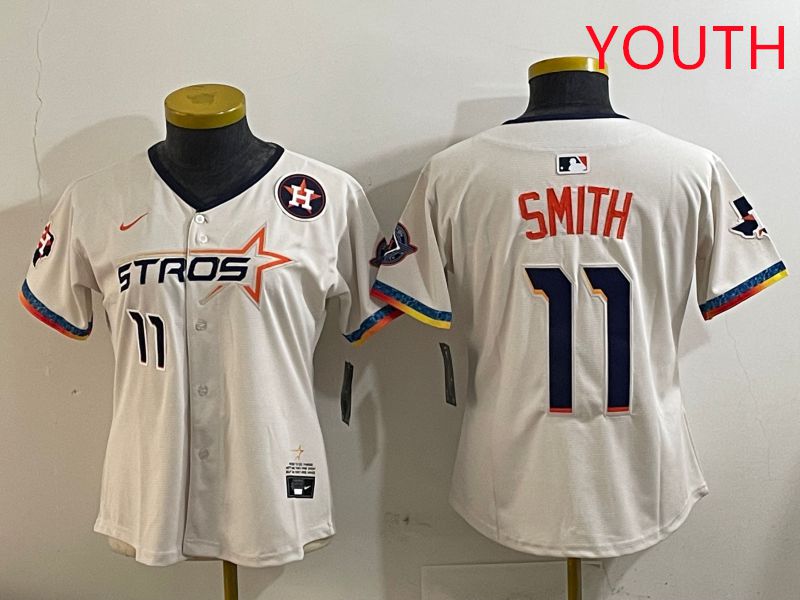 Youth Houston Astros #11 Smith Cream Fourth generation Joint Name Nike 2025 MLB Jersey style 5